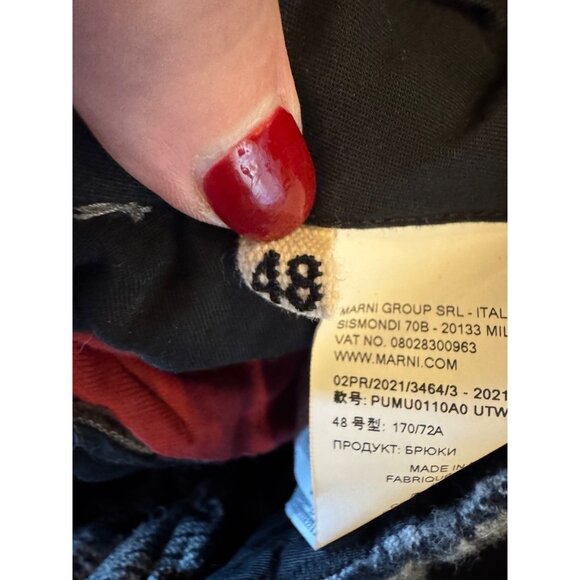 Marni Pants Women 12 Gray Black Check‎ Virgin Wool Straight Leg Trousers Luxury - Picture 9 of 11